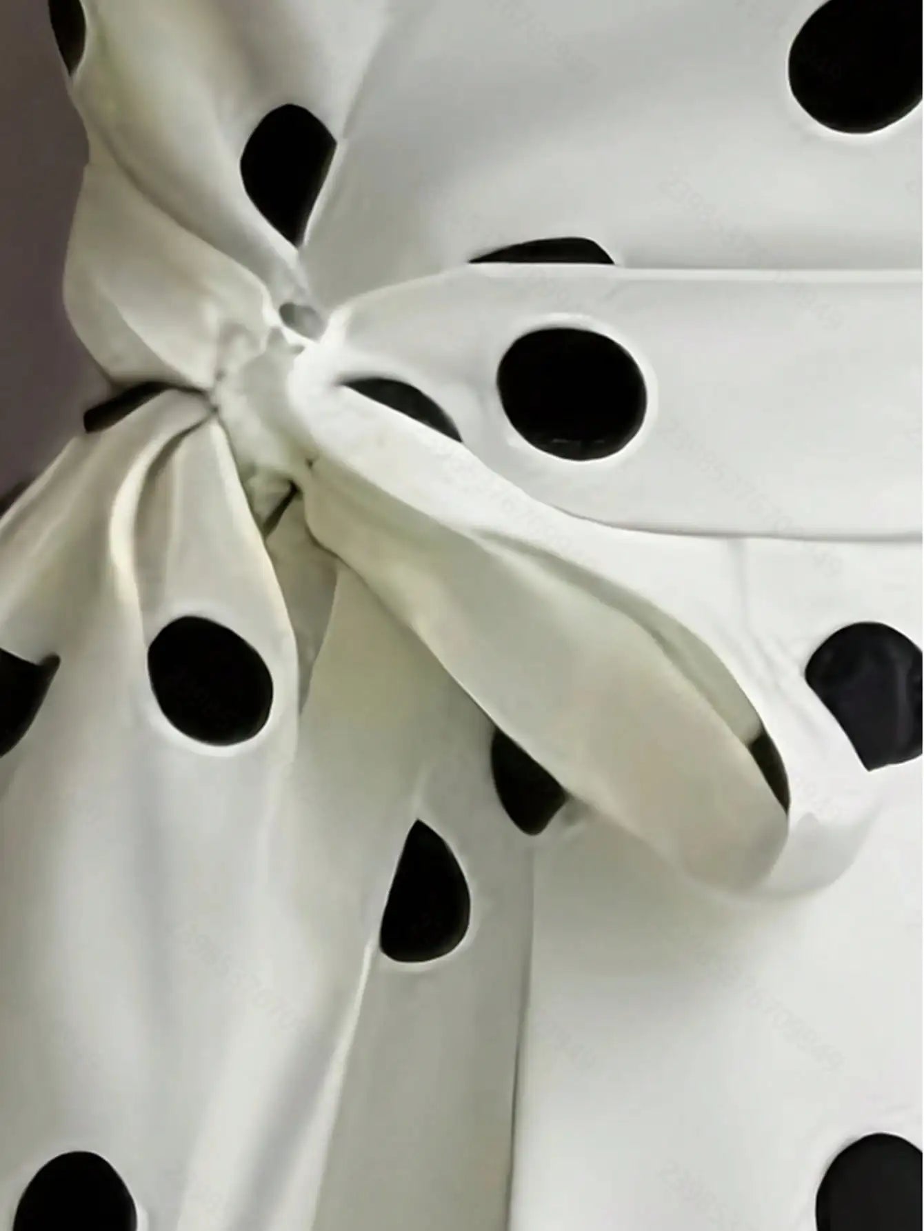 Polka Dot V Neck Sleeveless Wrap Dress With Waist Tie Midi