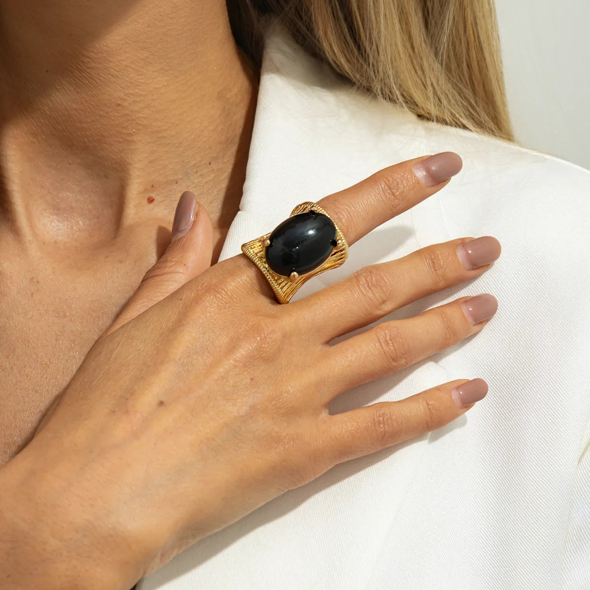 Rock Punk Hip Hop Resin Stone Ring For Women