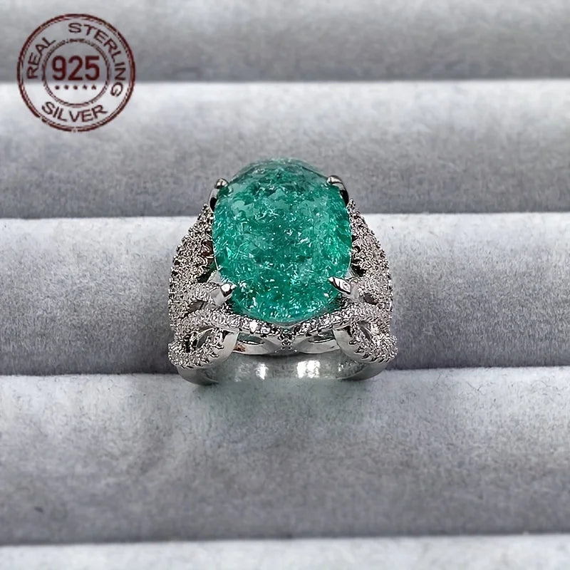 Silver Zircon Ring Prong Setting For Women Fine Jewelry