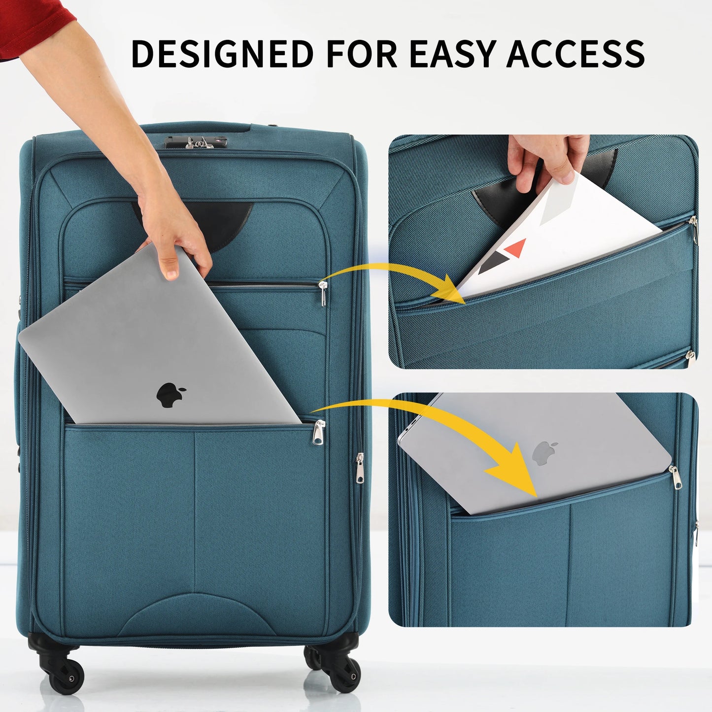 Softside Luggage 3 Piece Set Expandable Spinner Upright Suitcases
