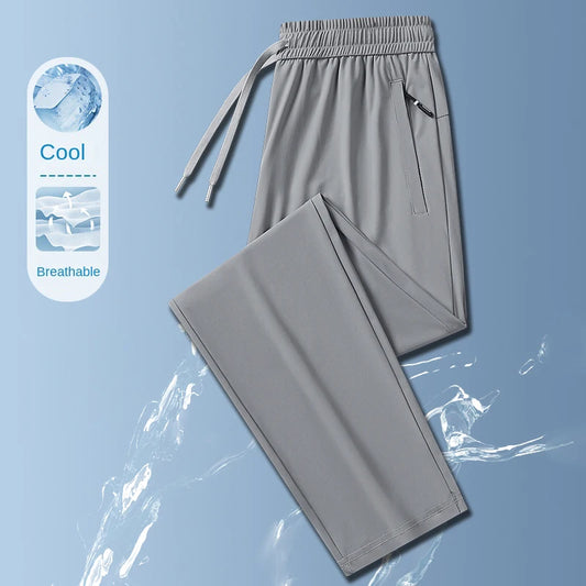 Ice Silk Men's Trousers Summer Breathable Stretch Business Pants