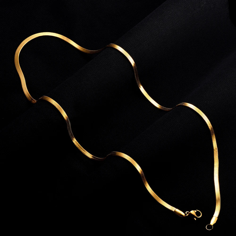 Stainless Steel Herringbone Snake Chain Necklace Unisex