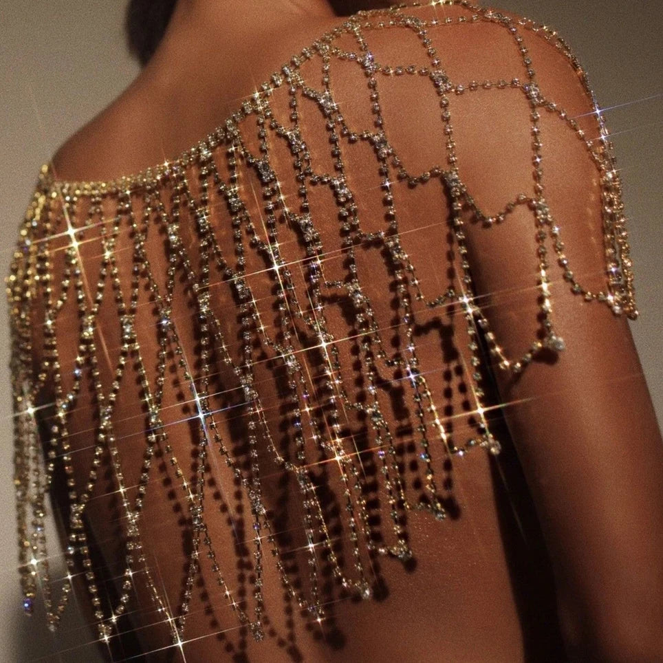 Rhinestone Shoulder Chain Body Jewelry Chest Necklace