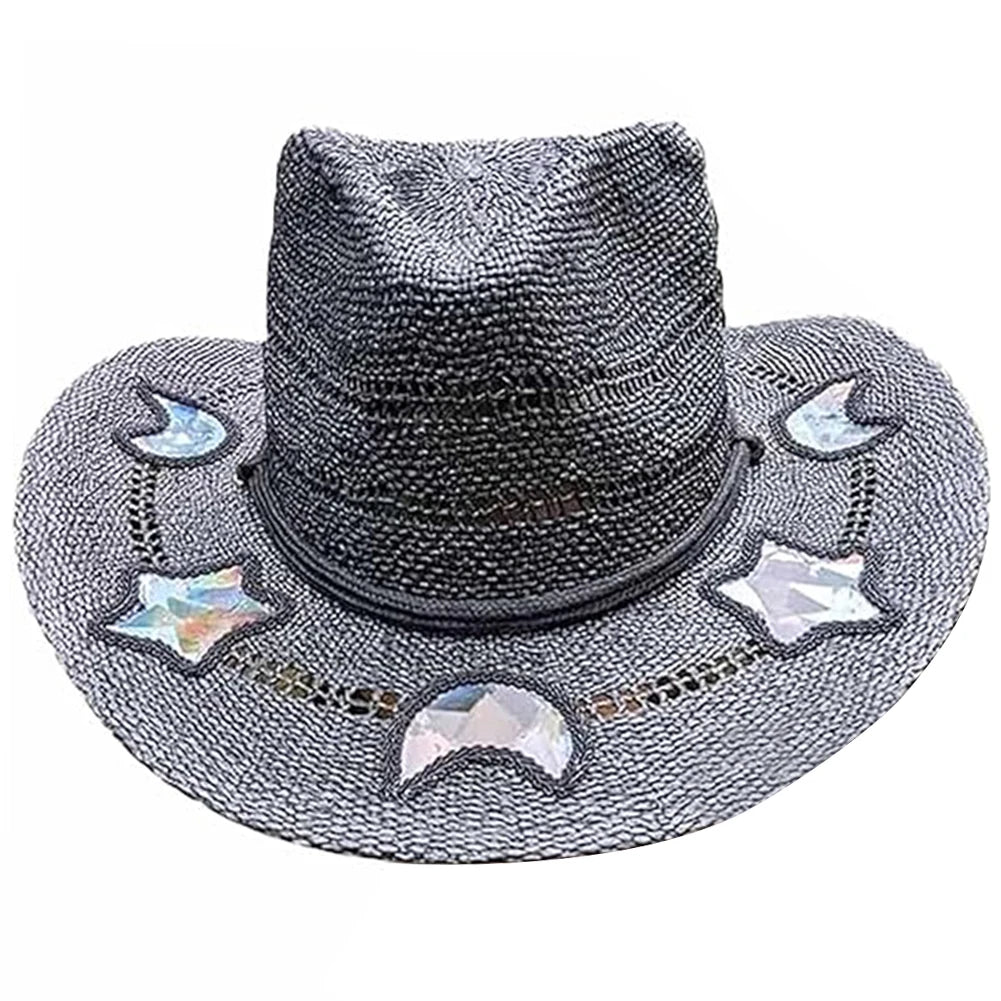 Straw Cowboy Hat Western Bohemian Beach Sun Hat Women