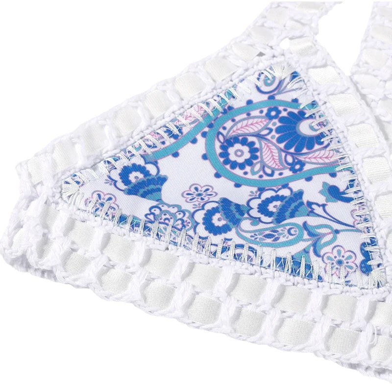 Reversible Crochet Two Piece Bikini Set Women Luxury Swimwear