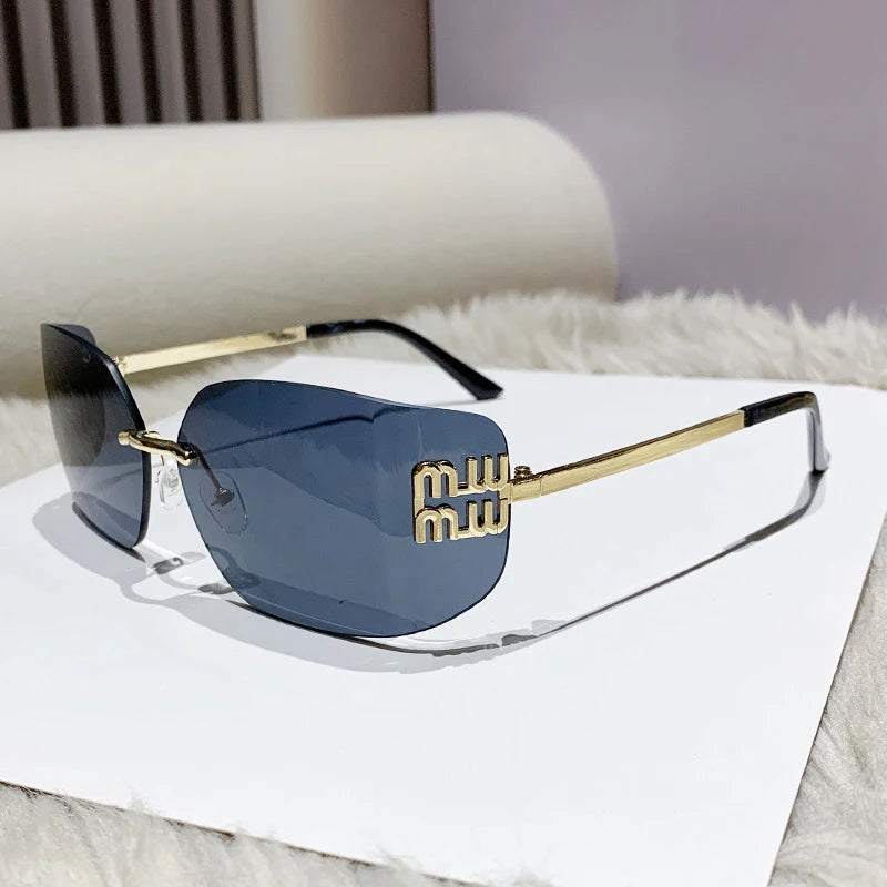 Classic Rimless Sunglasses For Women Gradient Lenses