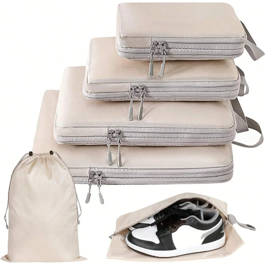 6 Piece Compression Packing Cubes Set Waterproof Travel Organizer