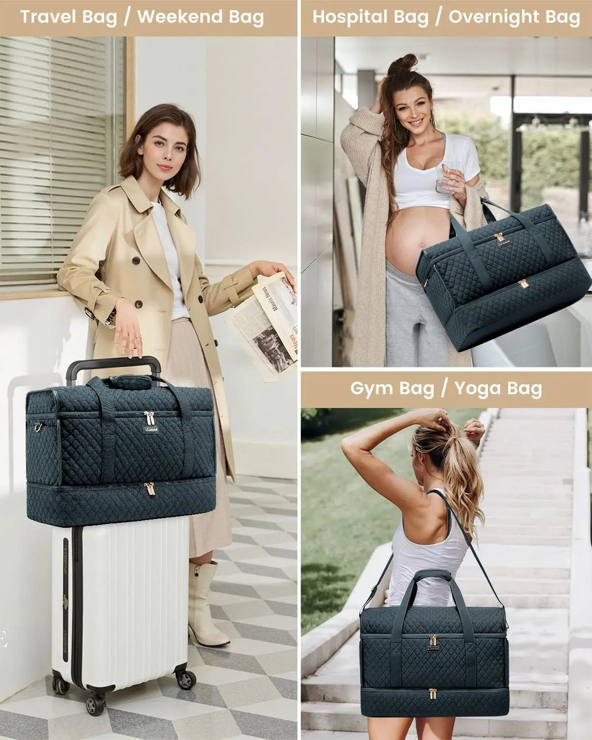 Travel Duffle Bag With Shoe Compartment For Gym And Travel
