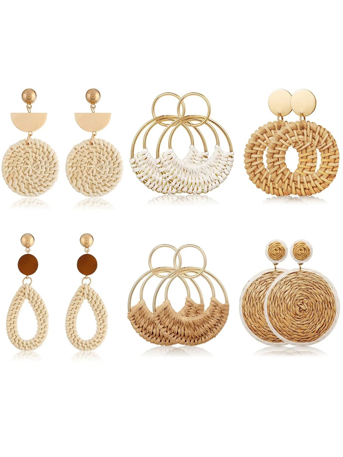 Geometric Teardrop and Hoop Dangle Earrings Set Pack