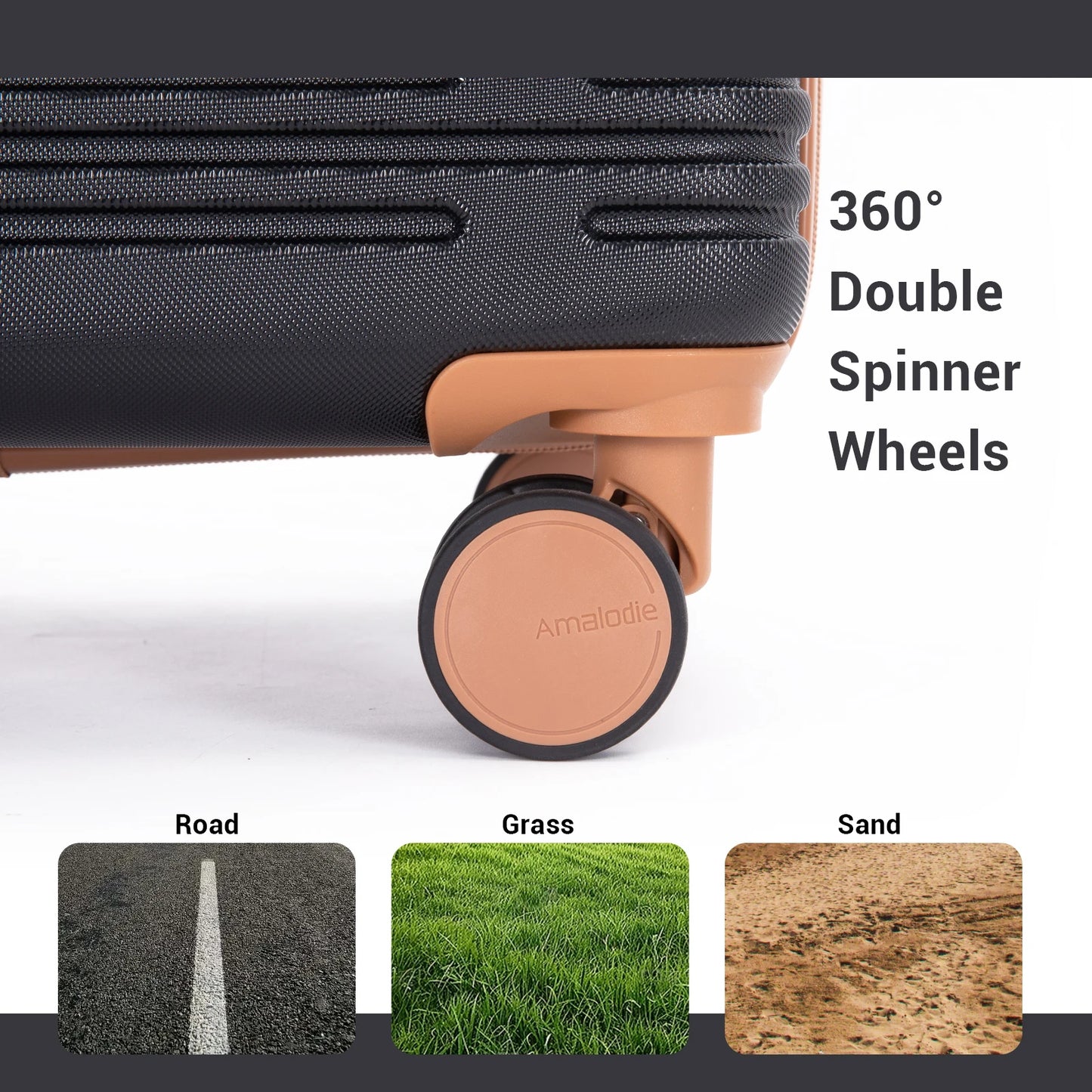 5 Piece Hard-shell Luggage Set With Spinner Wheels TSA Lock Duffle Bag