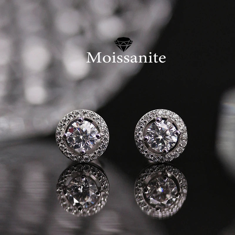 Sterling Silver Round Stud Earrings For Women