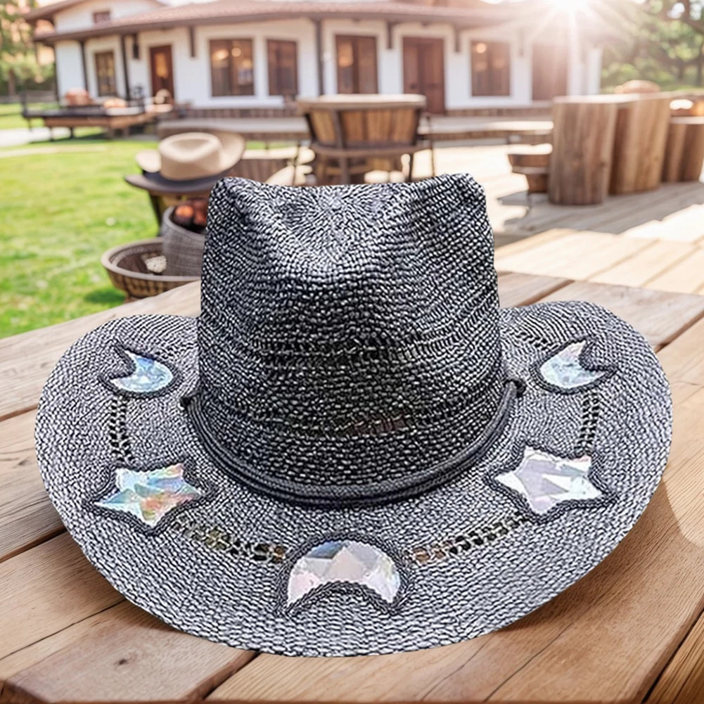 Straw Cowboy Hat Western Bohemian Beach Sun Hat Women
