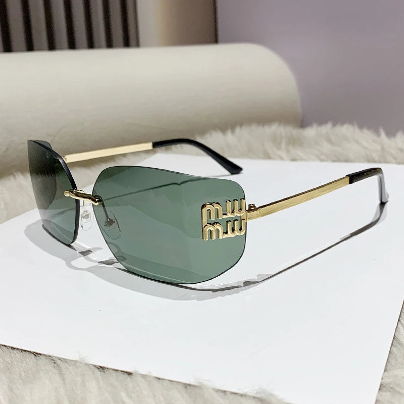 Classic Rimless Sunglasses For Women Gradient Lenses