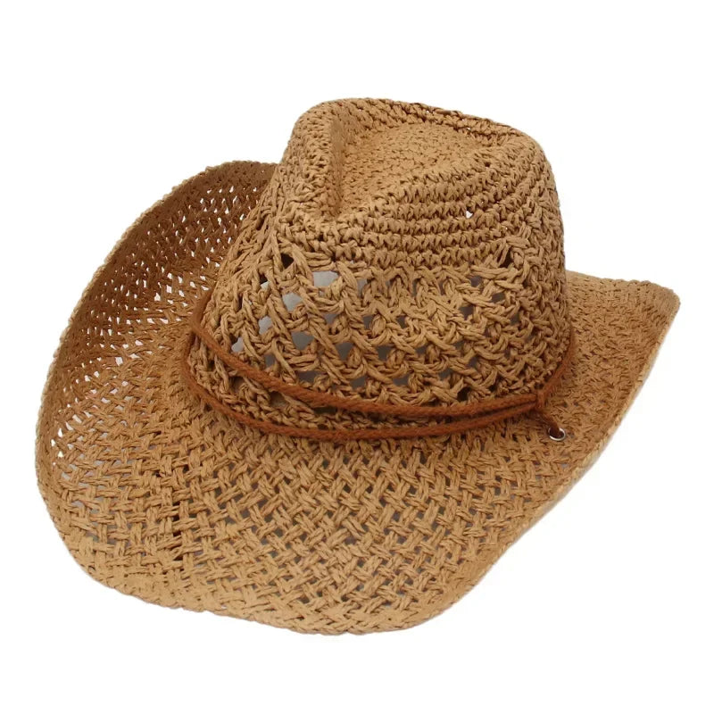 Western Cowboy Sun Hat Straw UV Protection for Men Women