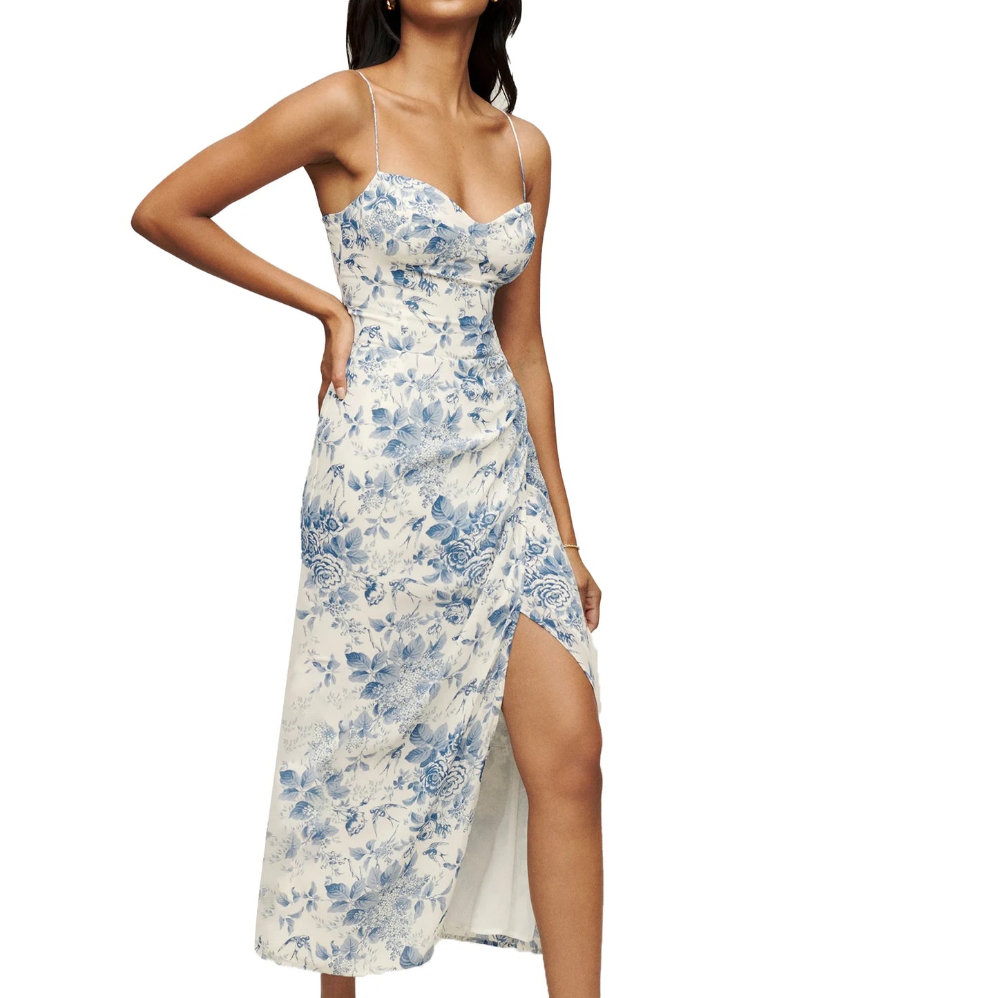 Women Floral Sleeveless Spaghetti Strap Dress