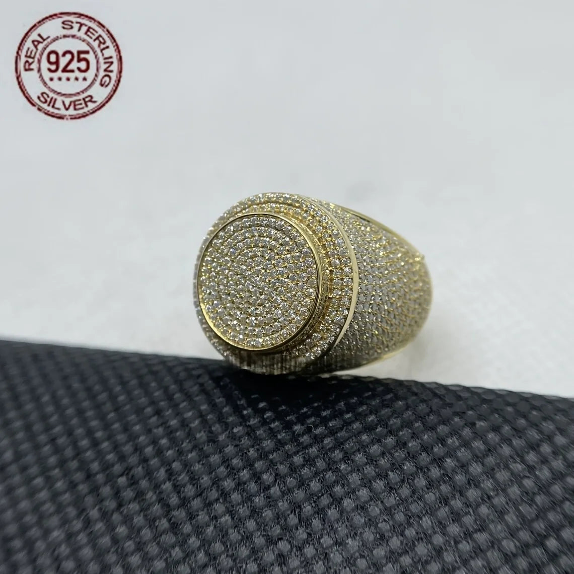 Men's Ring 18K Gold Plated Sterling Silver Zircon