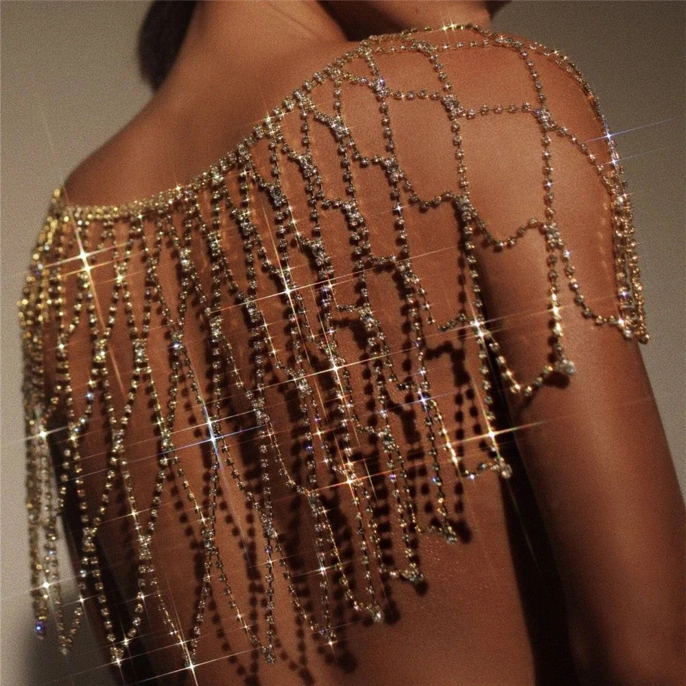 Rhinestone Shoulder Chain Body Jewelry Chest Necklace