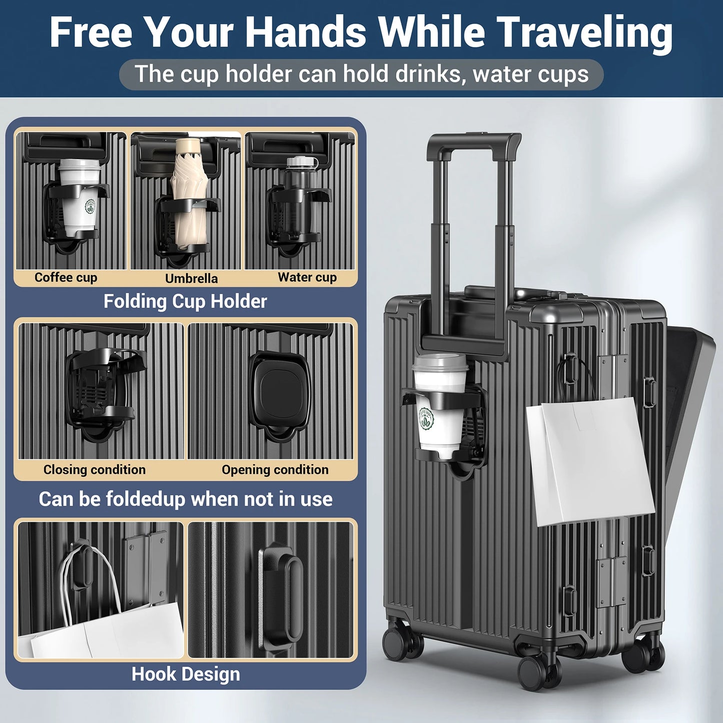 Airline Approved Carry-On Luggage Aluminum Framed With Laptop Compartment