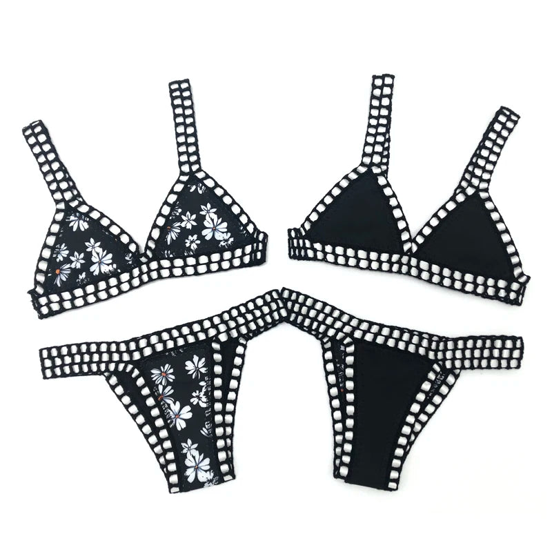 Reversible Crochet Two Piece Bikini Set Women Luxury Swimwear