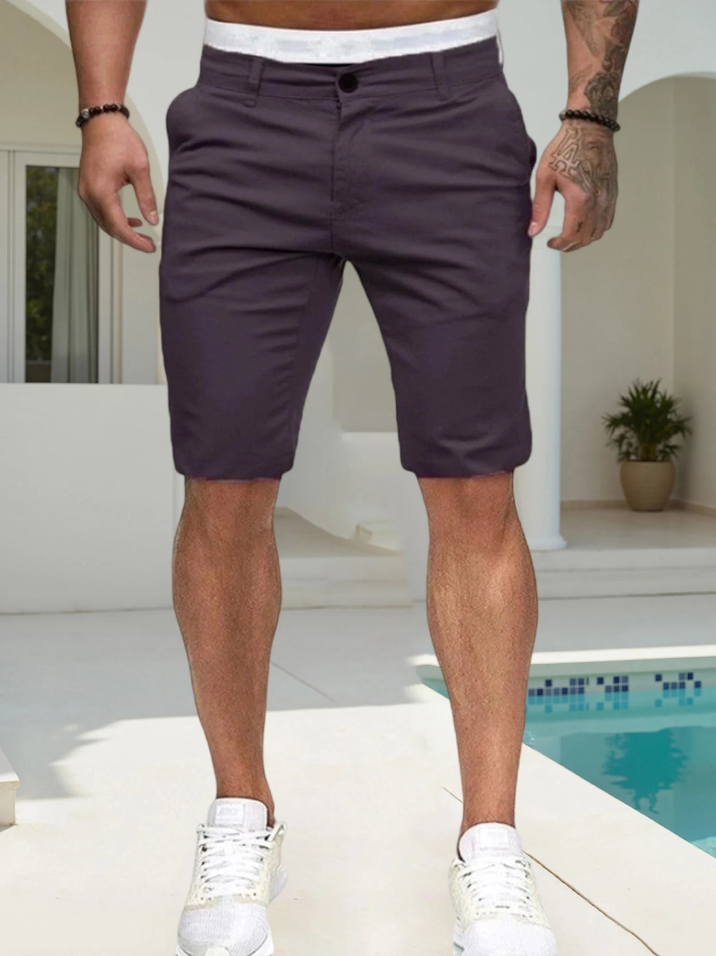 Mens Casual Solid Color Low Waist Shorts With Pockets Summer