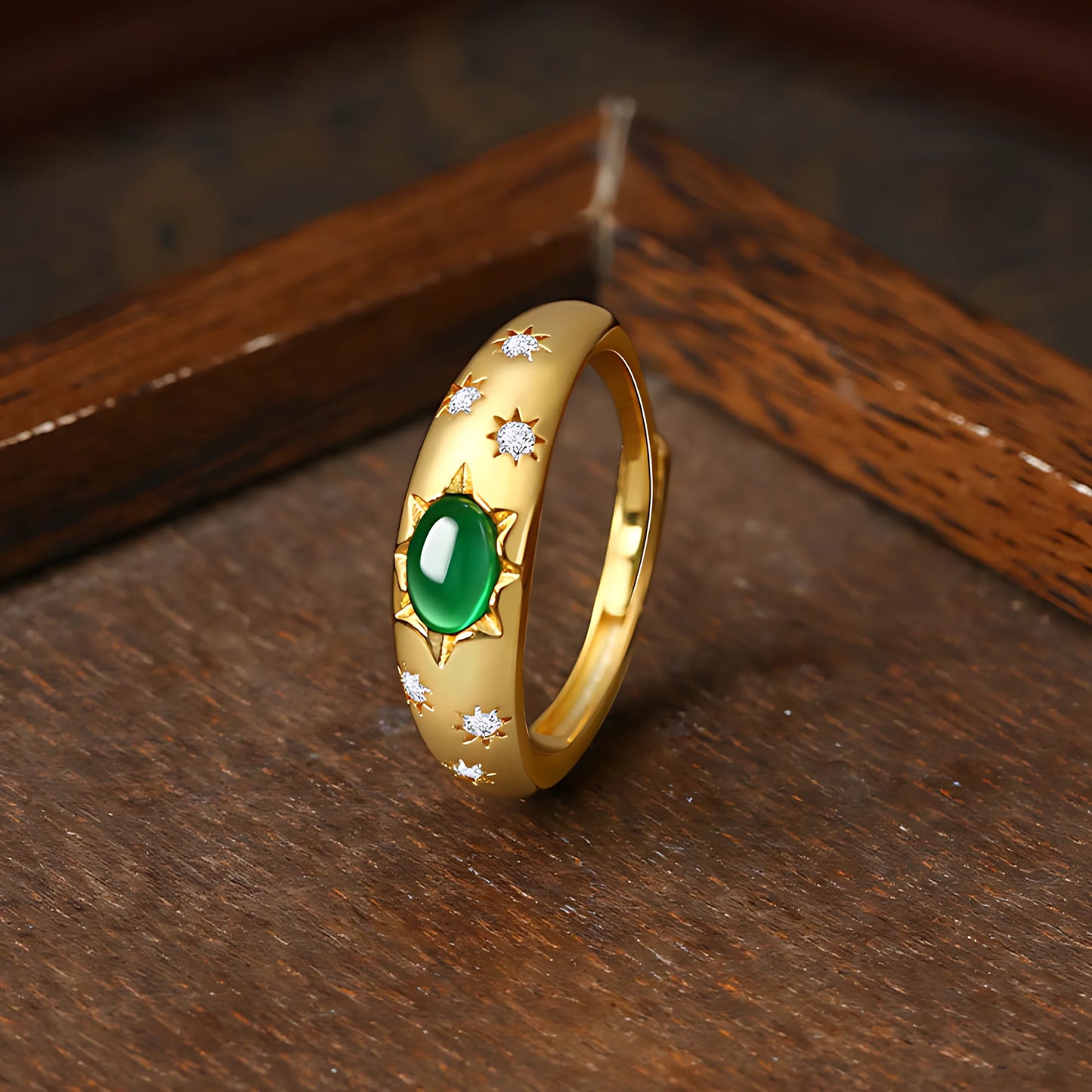 Sterling Silver Hotan Jade Geometric Ring For Women