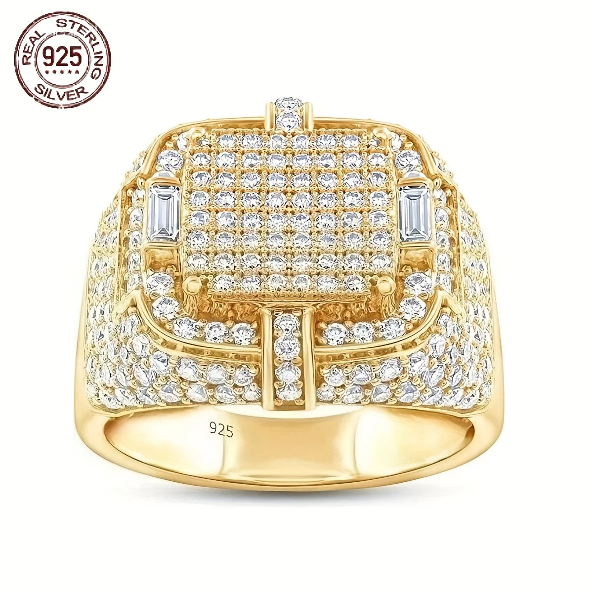 18K Gold Plated 925 Sterling Silver Ring For Men