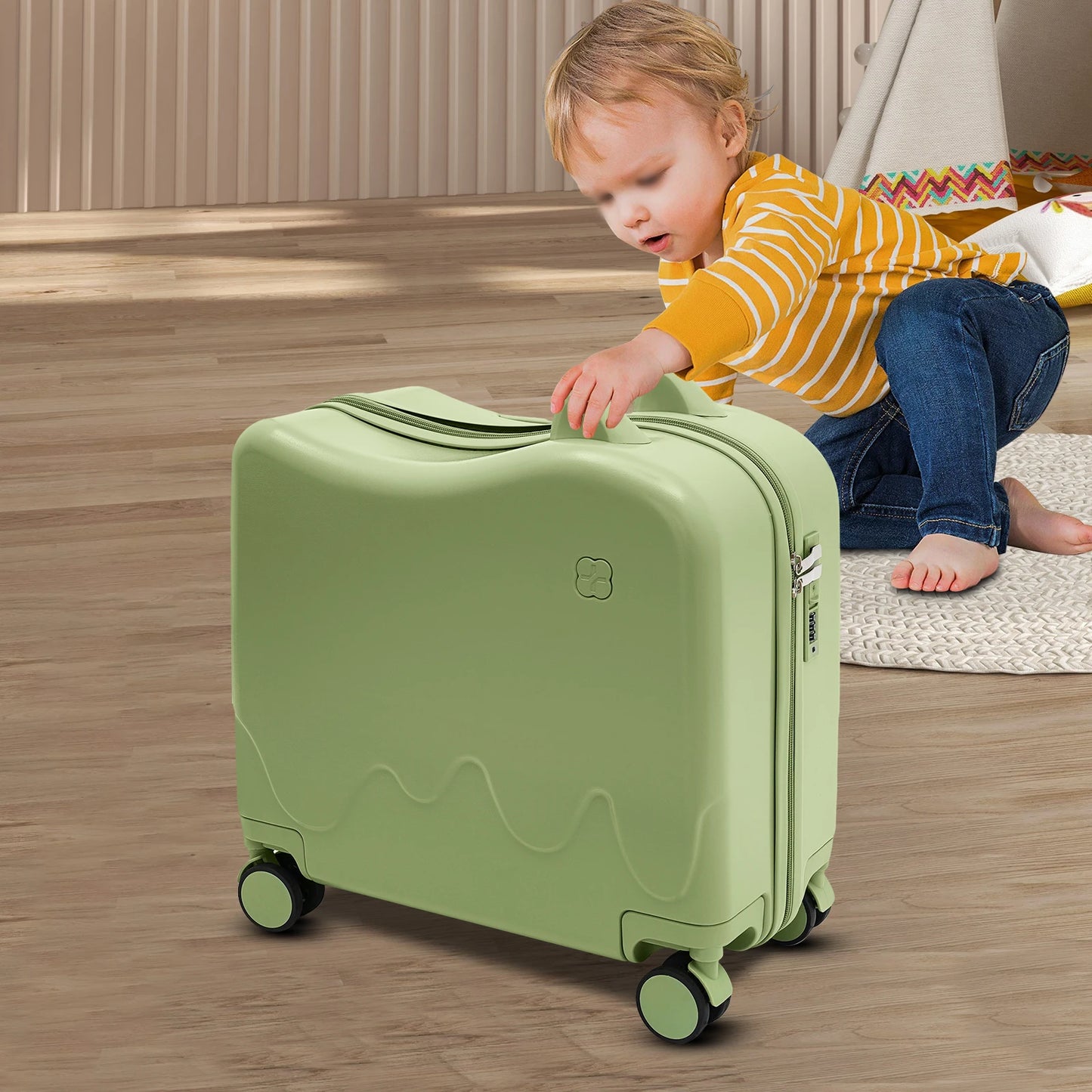 Kids Ride-On Luggage Case Rolling Suitcase With Lock