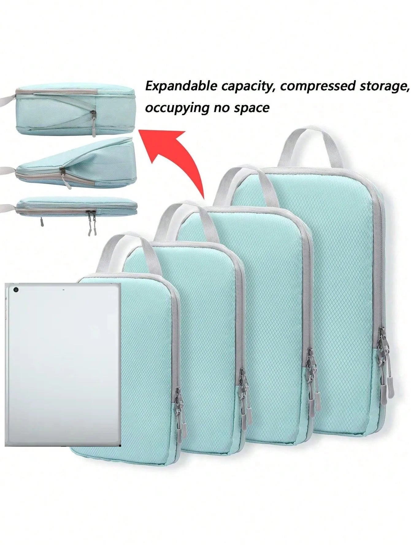 6 Piece Compression Packing Cubes Set Waterproof Travel Organizer