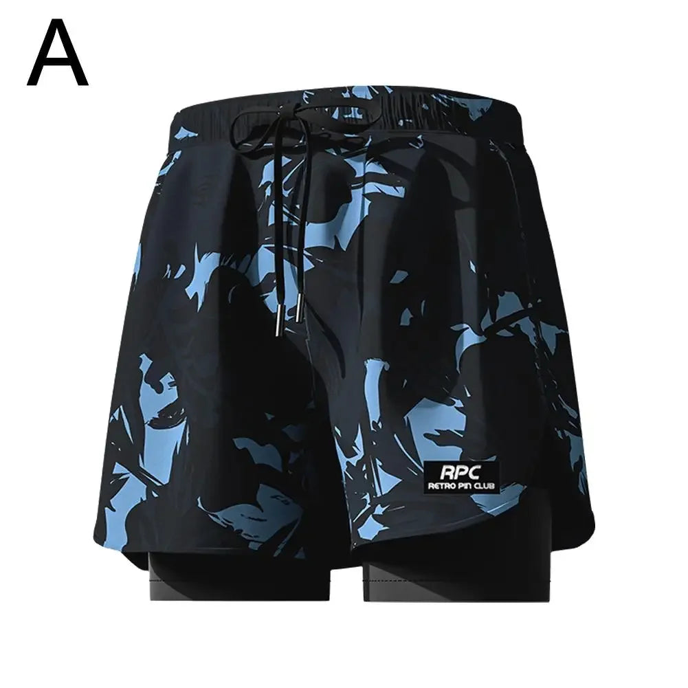 Double Layer Sports Swim Shorts For Men Quick Dry