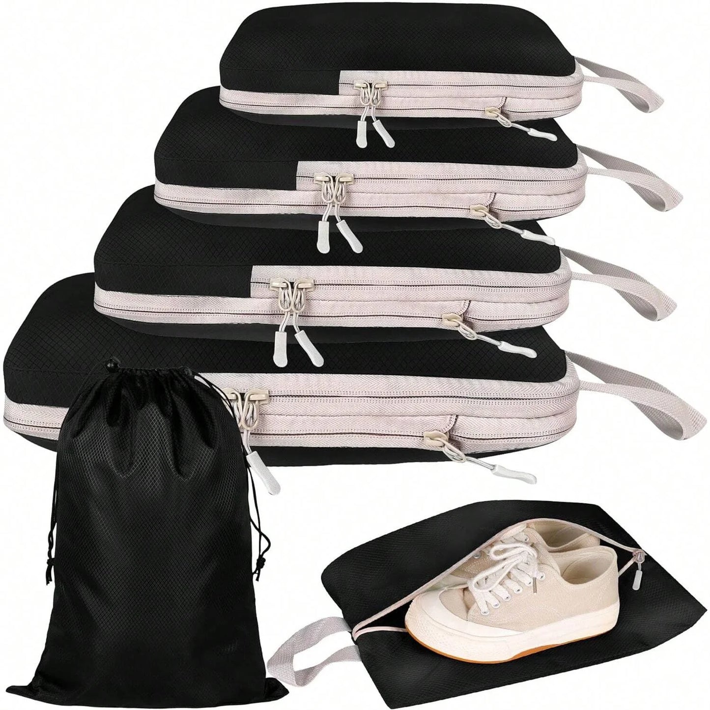 6 Piece Compression Packing Cubes Set Waterproof Travel Organizer