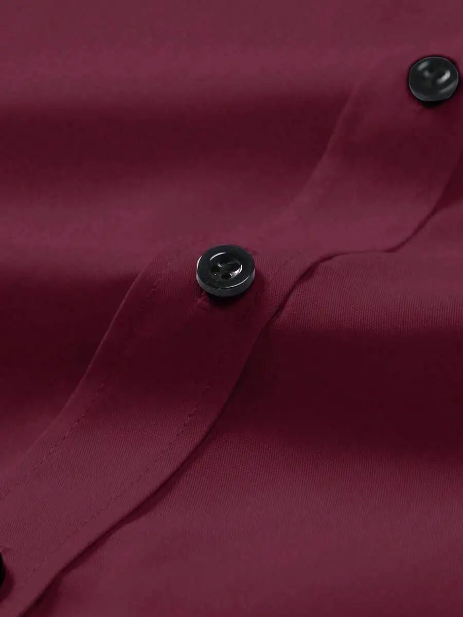 Mens Short Sleeve Button Down Shirt With Contrast Collar
