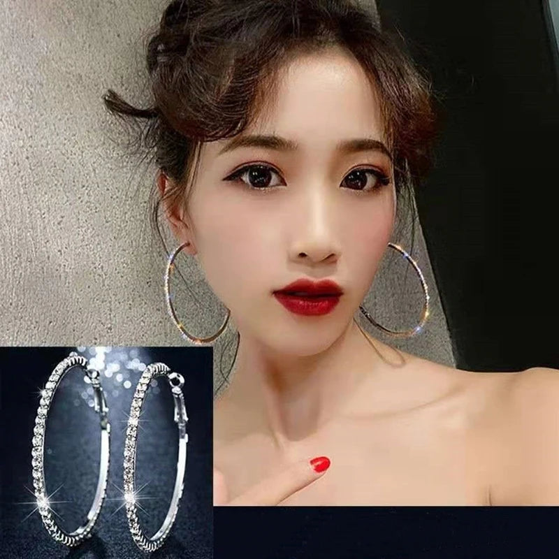 Hoop Earrings Circle Crystal Rhinestone Fashion For Women