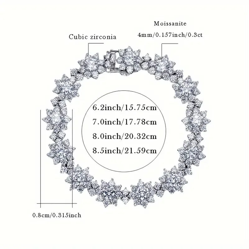 Moissanite Bracelet 925 Sterling Silver Engagement Wedding Gift