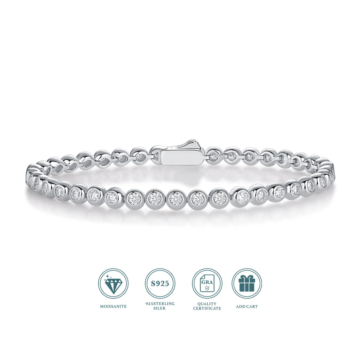 Moissanite Tennis Bracelet 925 Sterling Silver