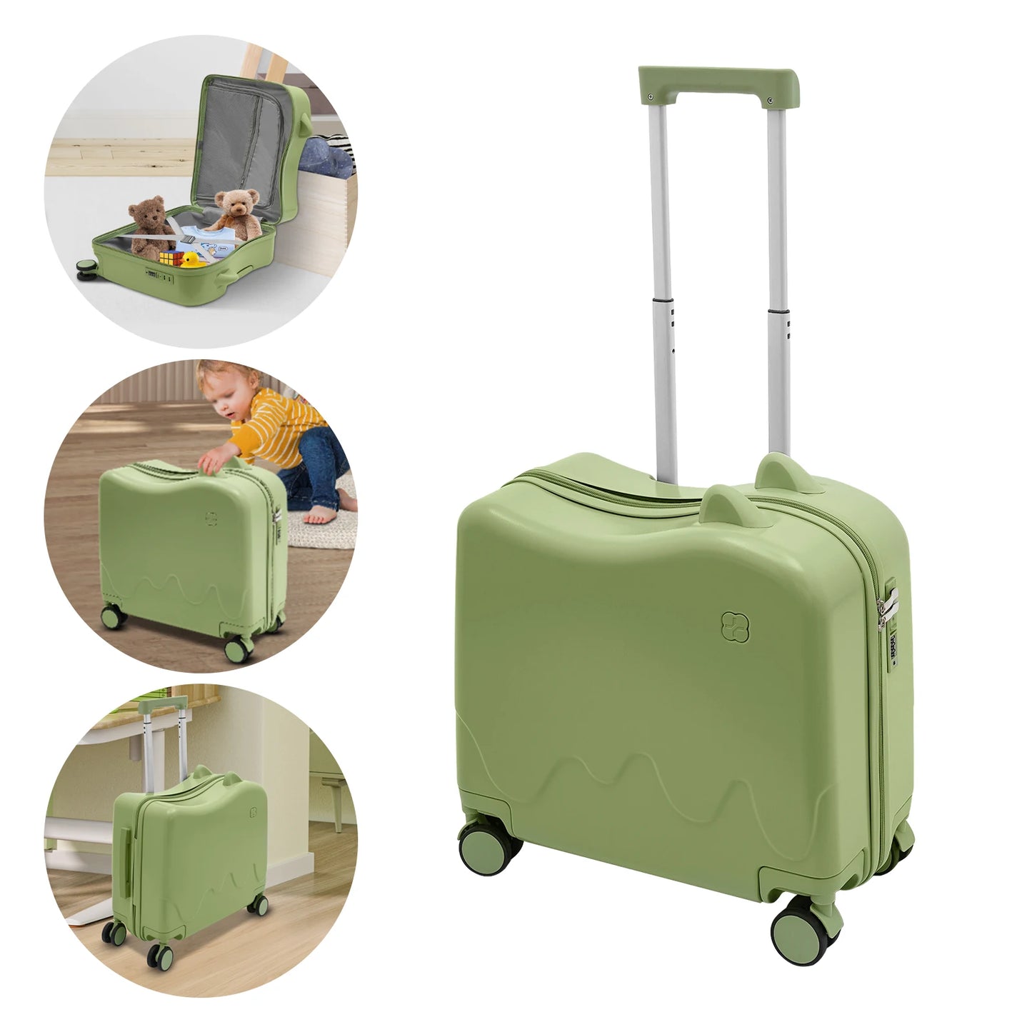 Kids Ride-On Luggage Case Rolling Suitcase With Lock