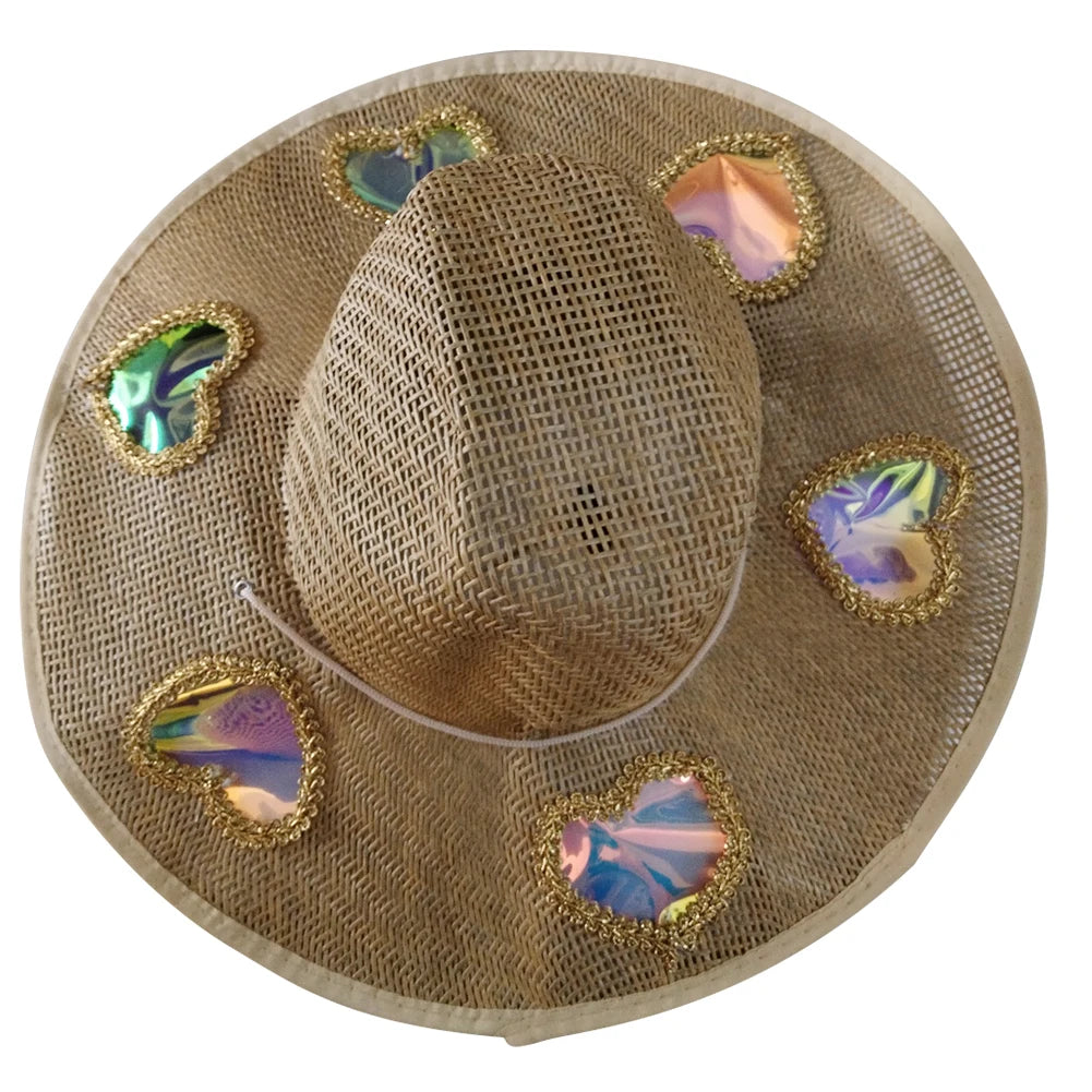 Straw Cowboy Hat Western Bohemian Beach Sun Hat Women