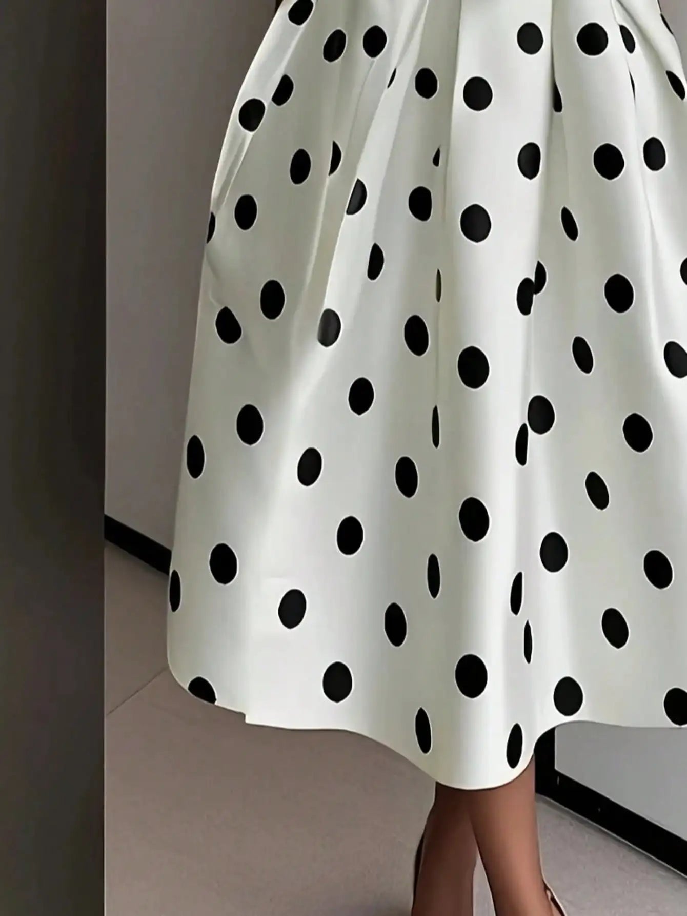 Polka Dot V Neck Sleeveless Wrap Dress With Waist Tie Midi