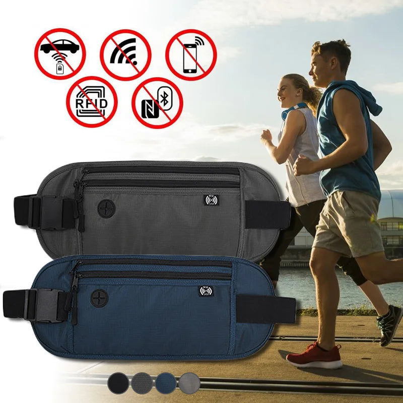 RFID Blocking Waterproof Travel Fanny Pack Hidden Wallet Passport Holder