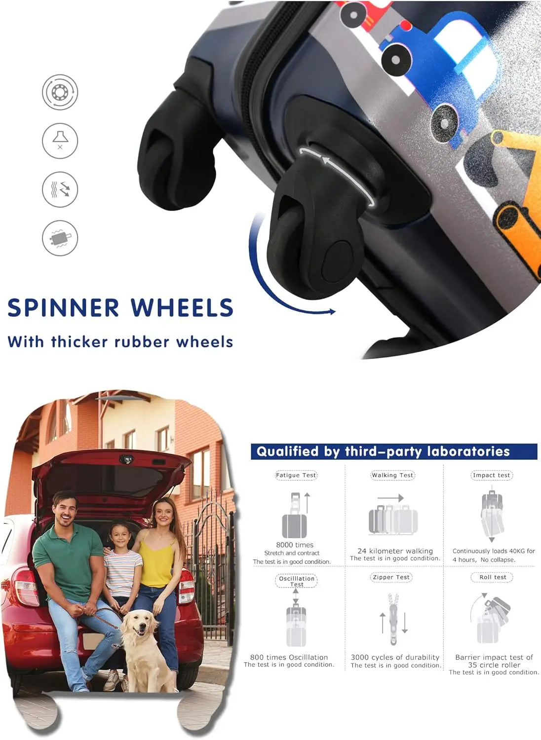 Caster Kids Rolling Luggage Four Wheel Hardside Spinner With Lock
