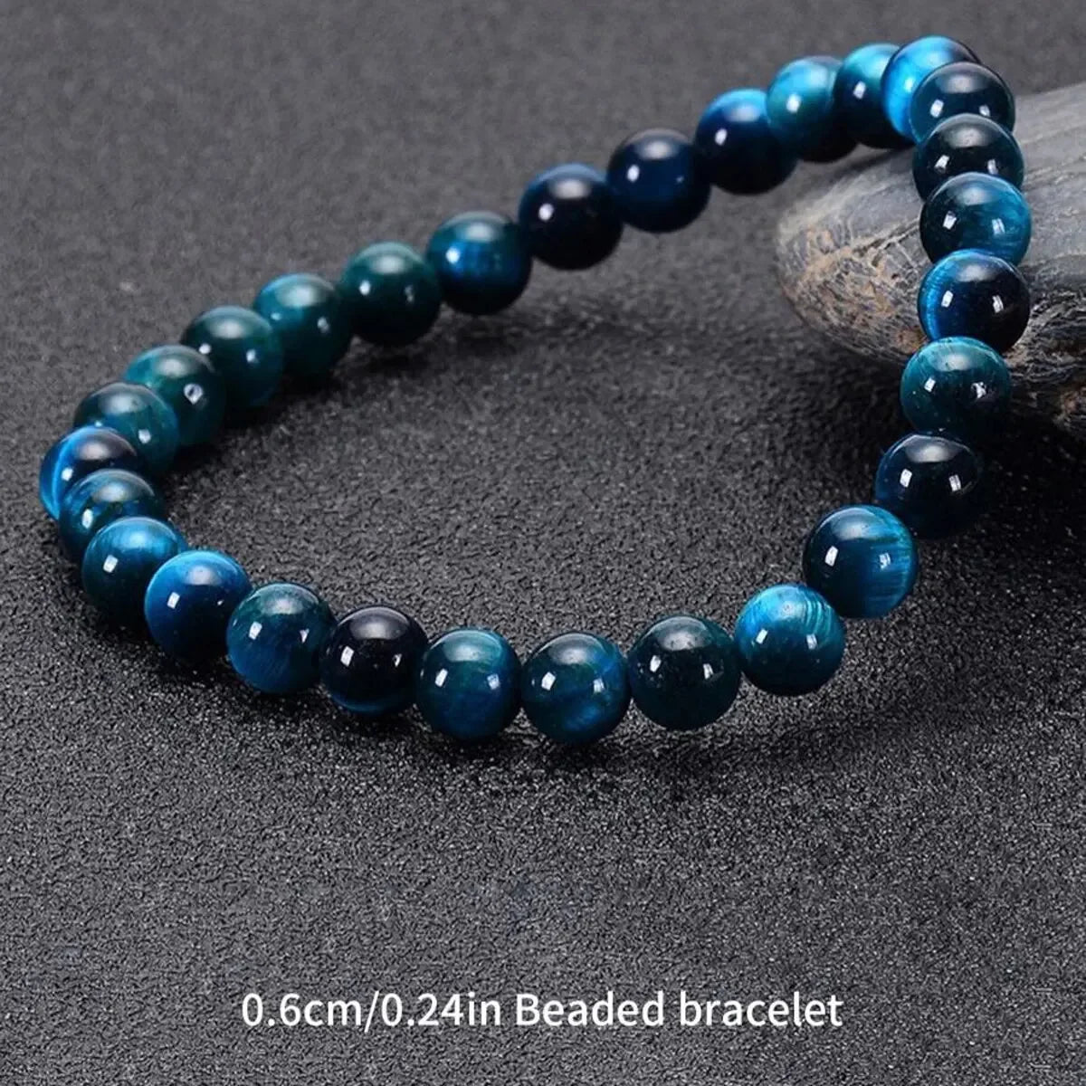 Tiger Eye Beaded Bracelet Natural Stone Minimalist Unisex Jewelry
