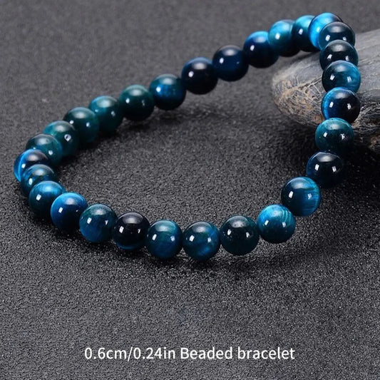 Tiger Eye Beaded Bracelet Natural Stone Minimalist Unisex Jewelry