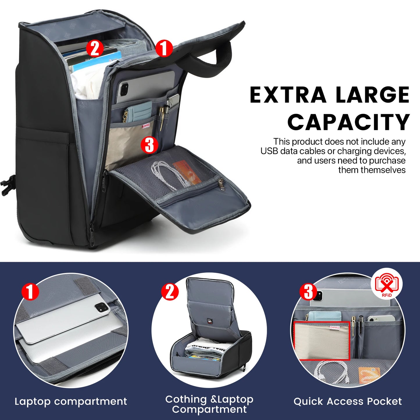 Rolling Backpack With USB Port For Laptop Gear