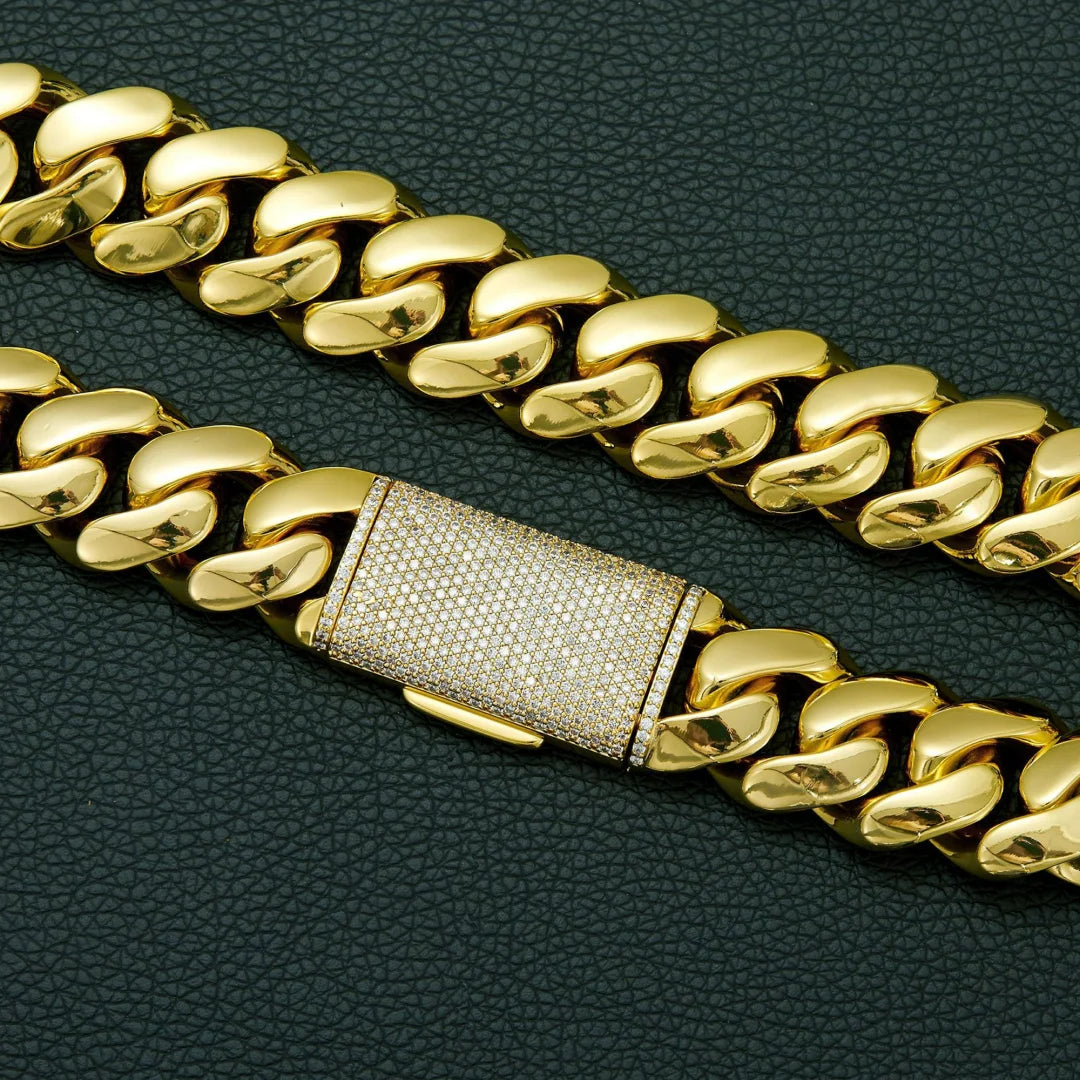 14K Gold Plated Stainless Steel Cuban Miami Link Necklace