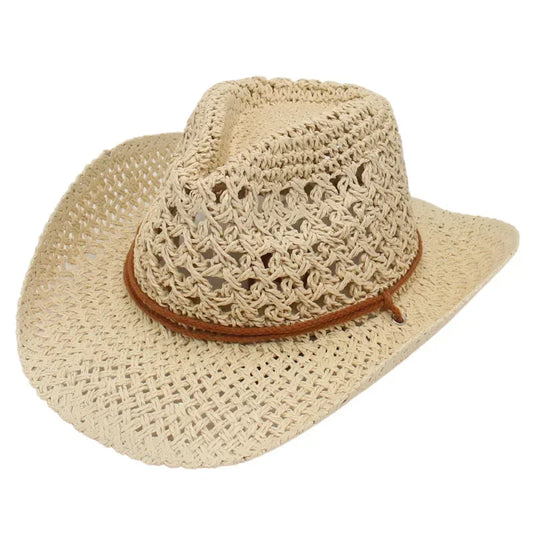 Western Cowboy Sun Hat Straw UV Protection for Men Women