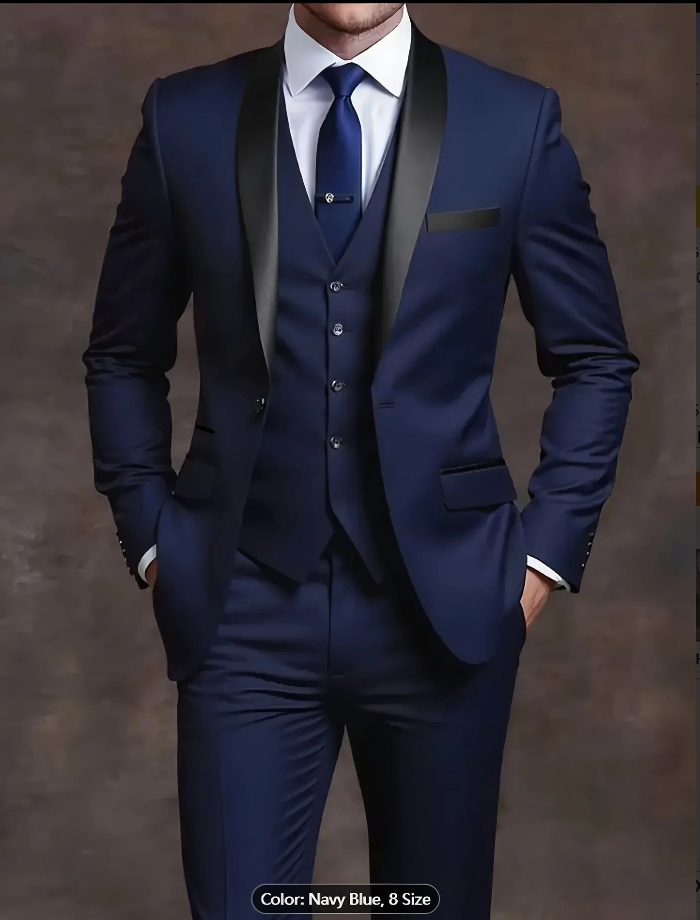 Mens Formal Suit Set Jacket Vest Pants Trousers Blazer Waistcoat