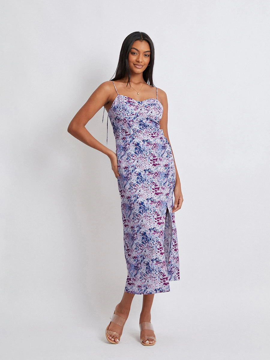 Women Floral Sleeveless Spaghetti Strap Dress