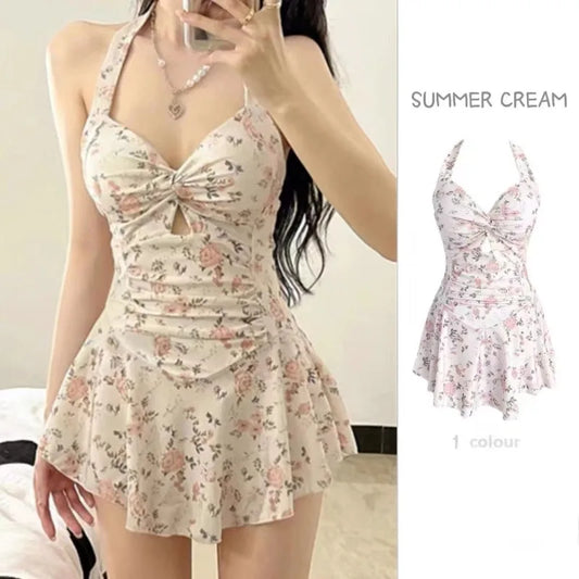 Women's Korean One Piece Swimsuit Tummy Control High Waist