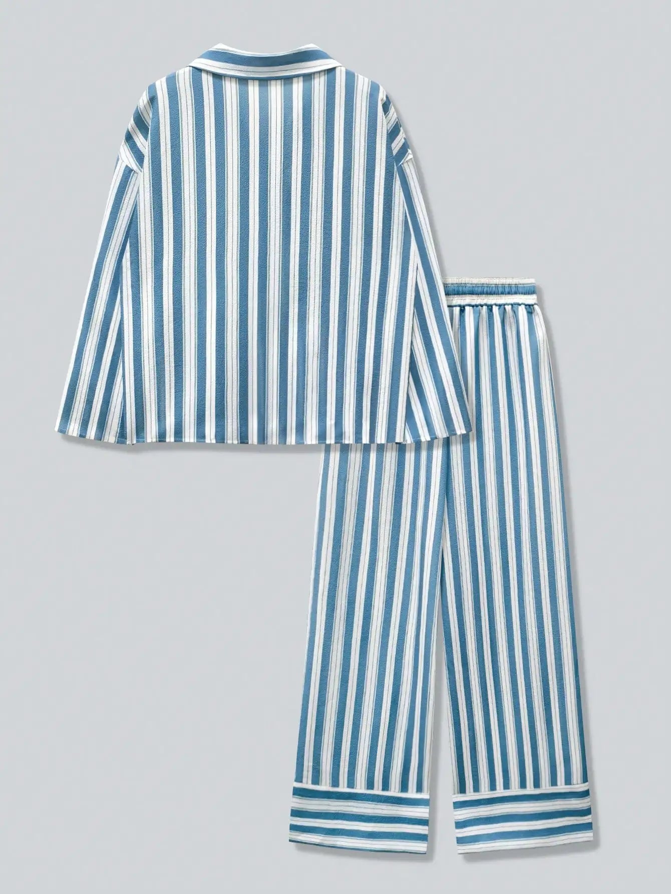 Loose Fit Shirt And Wide Leg Pants Set For Resortwear