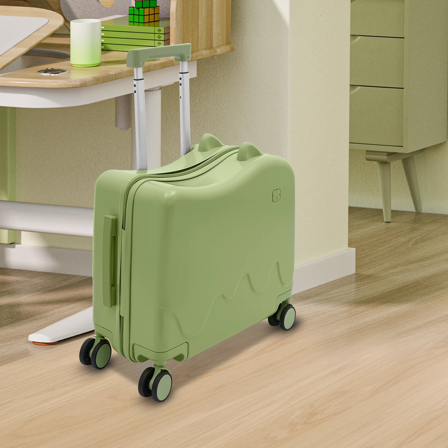 Kids Ride-On Luggage Case Rolling Suitcase With Lock