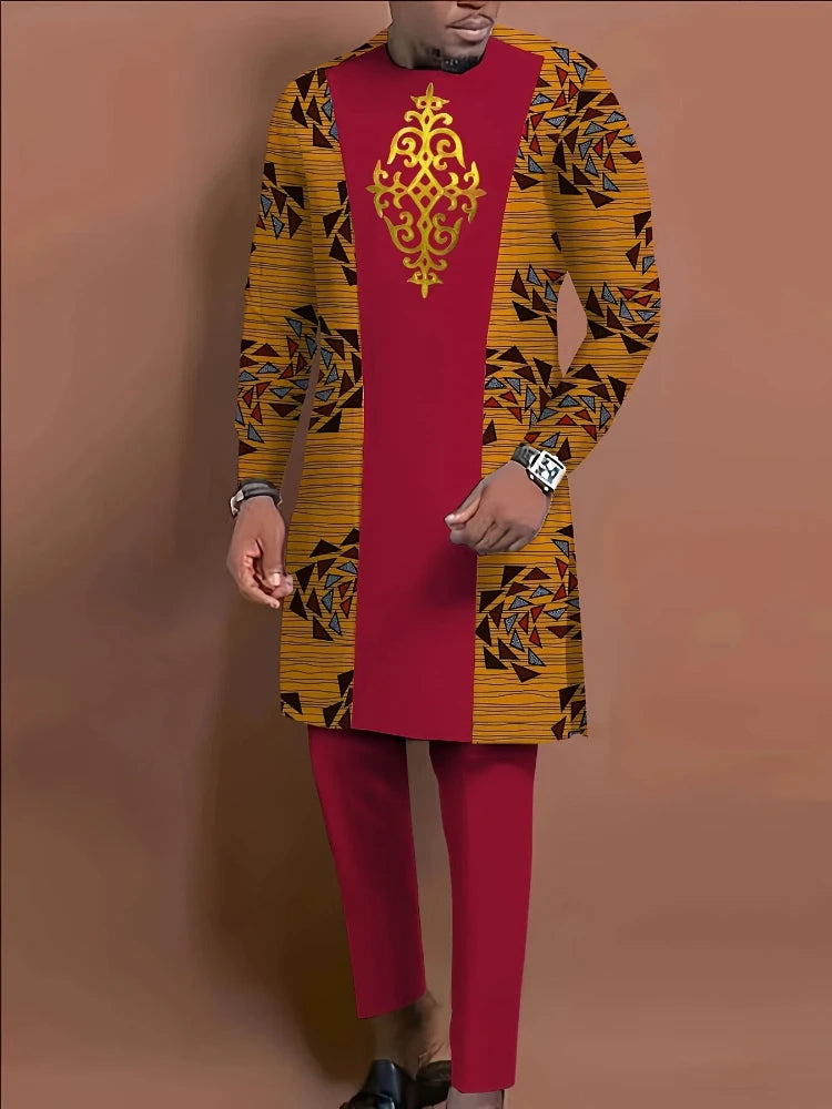 Men's Casual Long Sleeve Two Piece Set Top And Trousers